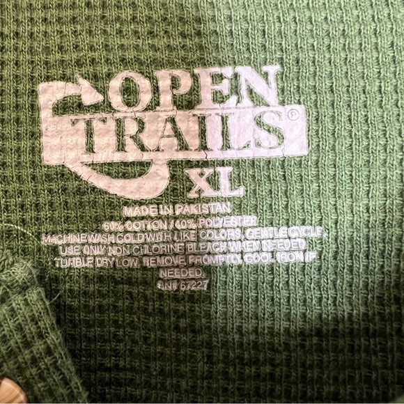 Open Trails Men's Long Sleeve Waffle Knit Shirt Green Size XL - Picture 5 of 10